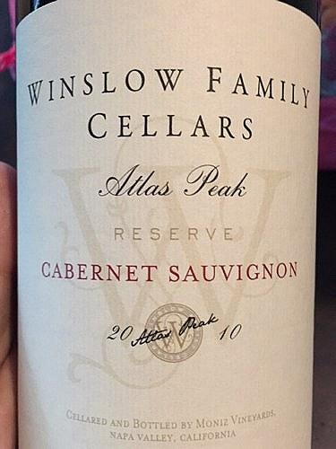 Moniz Winslow Family Cellars Atlas Peak Cabernet Sauvignon Reserve 2010 (750 ml)